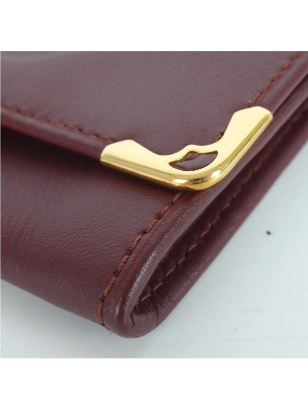 Cartier Burgundy Leather Wallet with Gold Corner Hardware - Picture 5 of 9